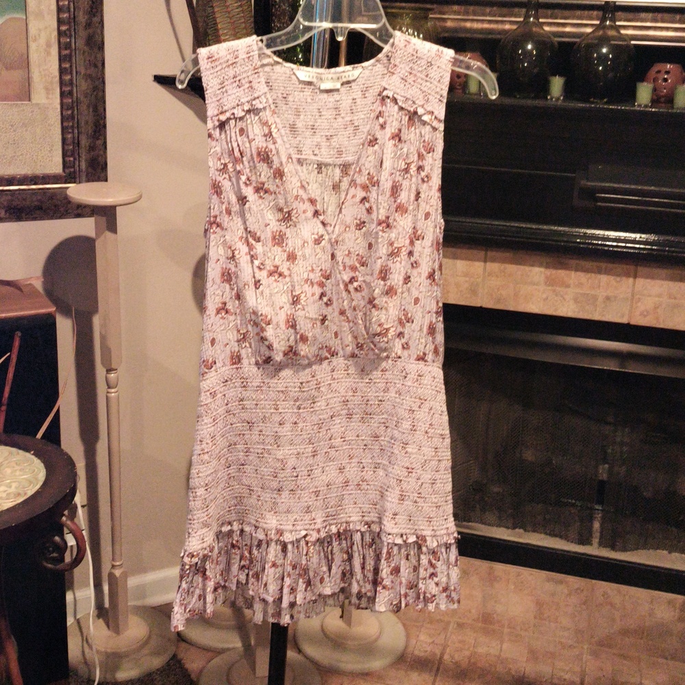 FINAL PRICE Veronica Beard Brown/Lavender Floral, Ribbed, Ruffled Dress Sz Small - Picture 3 of 13